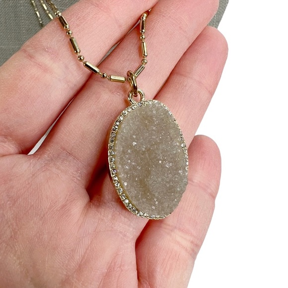 Baublebar Oval Druzy Gold Tone Multi Chain Layered Necklace - Picture 2 of 11